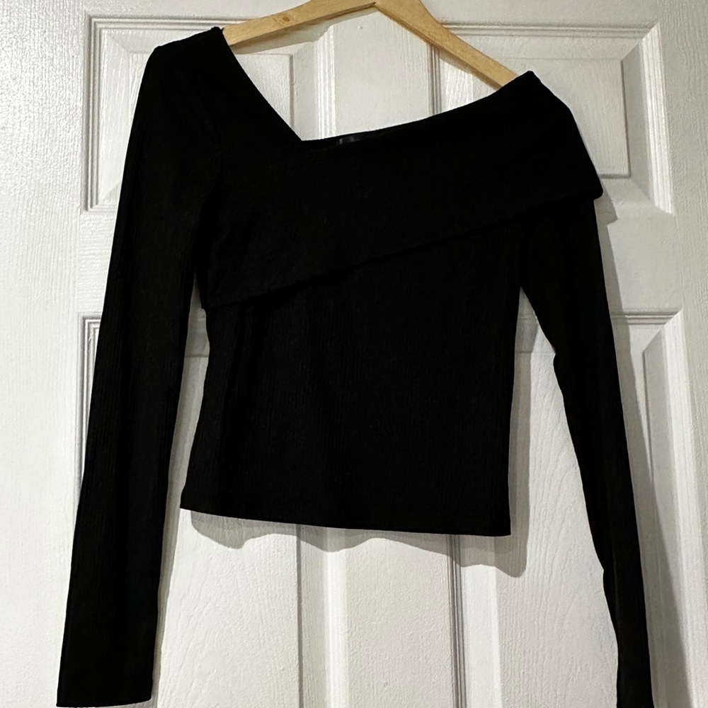 Aqua Black Ribbed Top